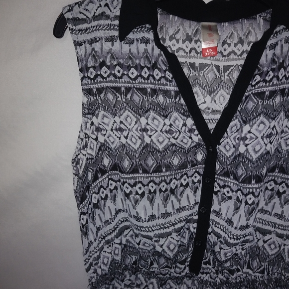 NoBo L 11/13 Black White Sheer Tunic Top - Picture 3 of 5